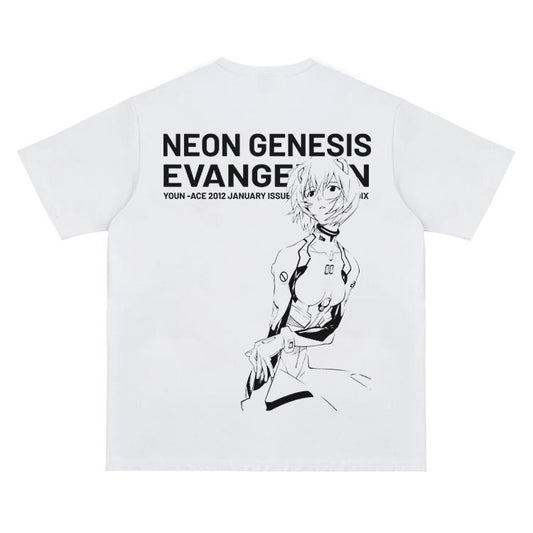 Eva "Rei Ayanami's Watch" Vintage Oversized Tee Anime T-shirt 100% Cotton Original Design Men's Top Streetwear Casual Menswear Tshirt