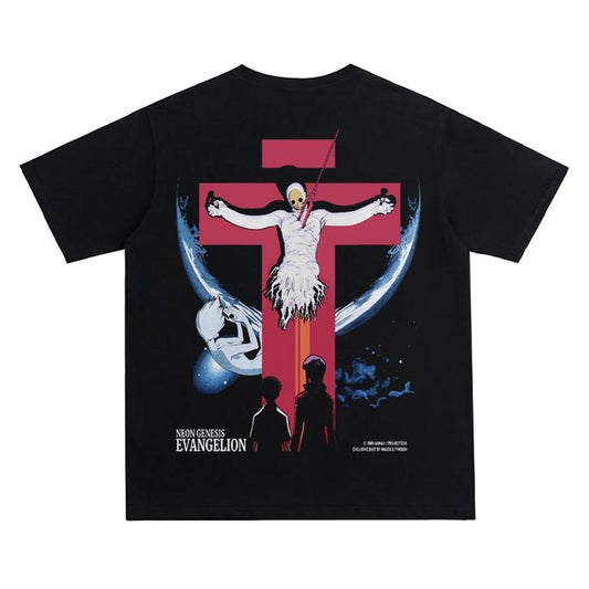 Eva "Second Master and Disciple Lilith" Vintage Oversized Tee Anime T-shirt 100% Cotton Original Design Men's Top Streetwear Casual Menswear Tshirt