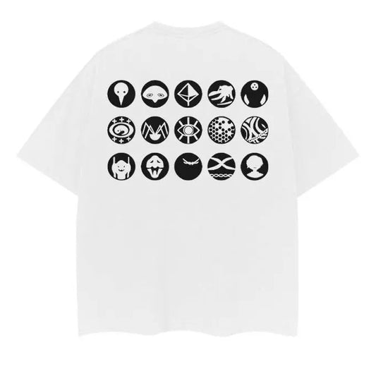 Evangelion "Badge" Vintage Oversized Tee Anime T-shirt 100% Cotton Original Design DTG Printing baggy  compression  clothes Top Casual Man White Streetwear Crewneck