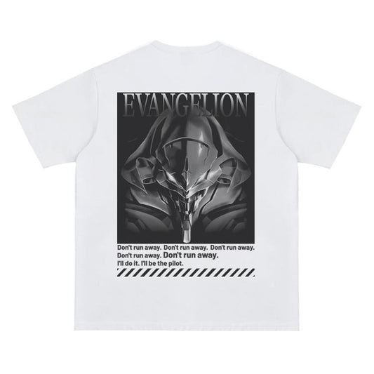 Evangelion "Face the 01" Vintage Oversized Tee Anime T-shirt 100% Cotton Original Design Men's Top Streetwear Casual
