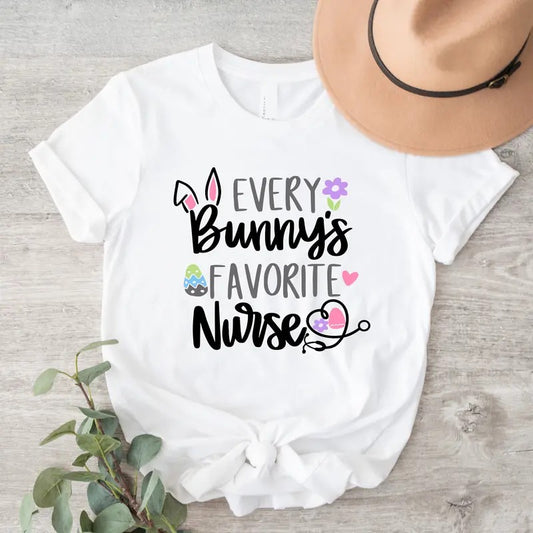 Every Bunny's Favorite Nurse Shirt, Funny Easter Nurse T-shirt, Cute Nursing Student Spring Gift Tee, Matching Rabbit Nursing School Tee, Nurse Assistant Apparel Short Sleeve.