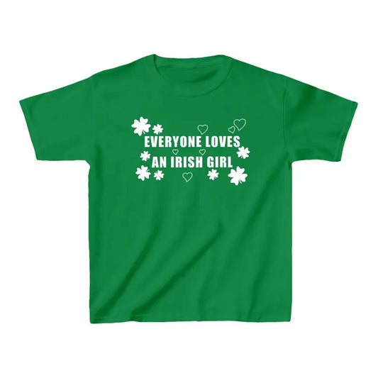 Everyone Loves an Irish Girl Baby Tee, St. Patrick_s Day Shirt, Trendy Irish Celebration Outfit, Celebrity Inspired Y2K Baby Tee