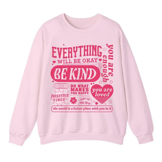 Everything Will Be Okay Sweatshirt, Aesthetic Mental Health Retro Sweatshirt For Men And Women, Trendy Sweatshirt Casual Crewneck