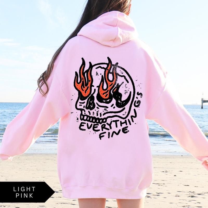 Everything's Fine Hoodie, Vintage Graphic Skull Unisex Shirt, Retro Oversized Grunge Trendy Sweatshirt, Skeleton Shirt, Its Fine Hoodie  T-shirt, sweater and Hoodie