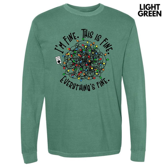 Everything's Fine Lights Long Sleeve Comfort Colors T-Shirt 'NLB'