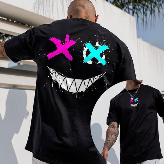 Evil Emoji Graphic Black 2 Side Print T-shirt -  Sweatshirt - Hoodie, Naughty Clothes Men Cotton, Funny Shirt, Streetwear Menswear