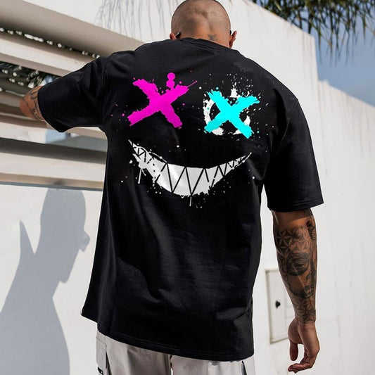 Evil Emoji Graphic Black Back Side Print T-shirt -  Sweatshirt - Hoodie, Naughty Clothes Men Cotton, Funny Shirt, Streetwear Menswear