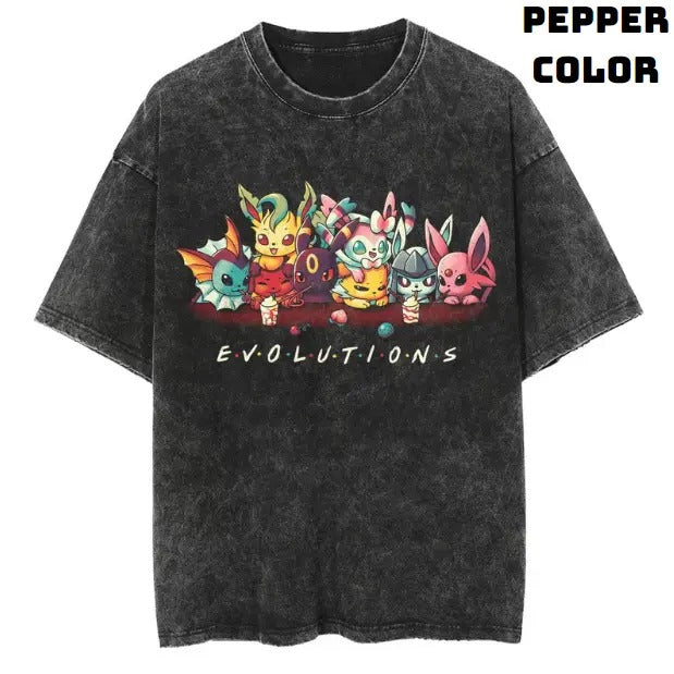 Evolutions Vintage Graphic Tees, Eevee T-Shirt, Pokemon Shirts, Pokemon Stuff, Unisex Anime Manga Shirt Top Menswear Womenswear Streetwear