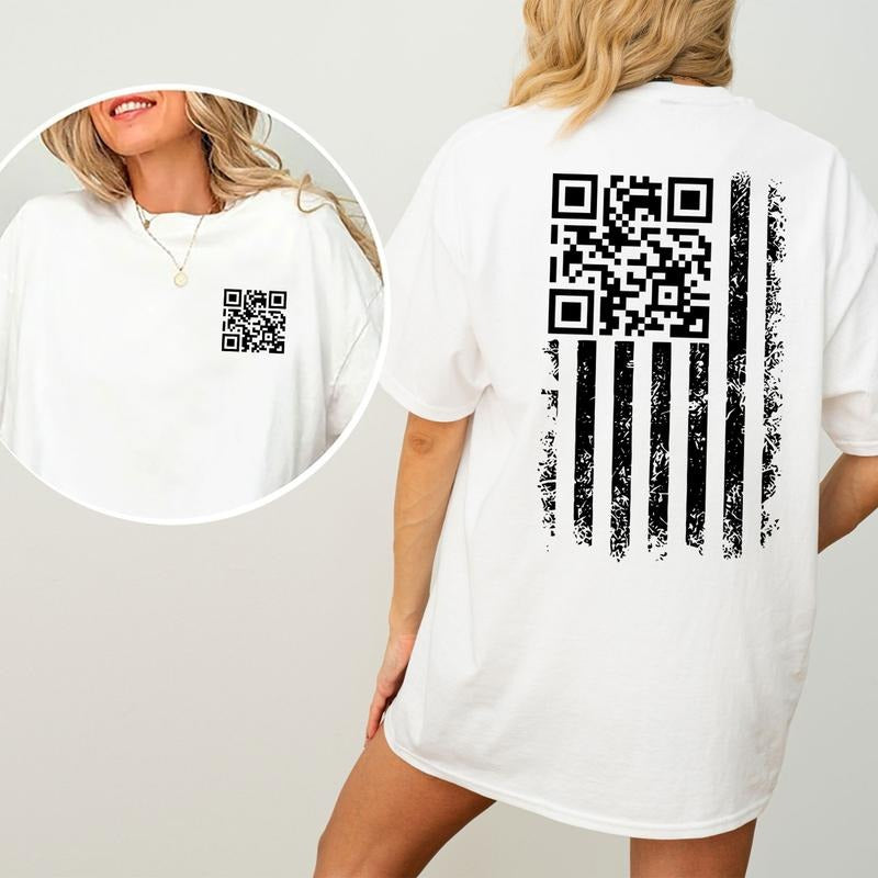 F Trump QR Code 2 Sided T-Shirt, Funny Political Tee, Trending 2025 Shirt, Ultra Soft Cotton Tee, Everyday Casual Wear