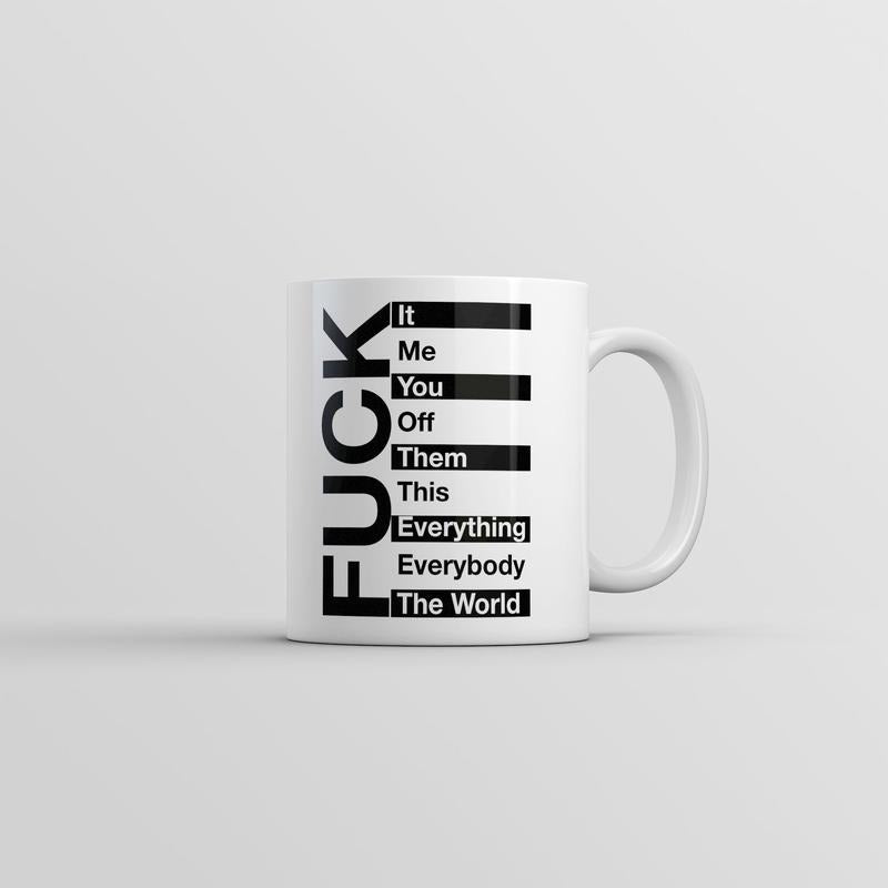 F*ck List Mug Funny Sarcastic Graphic Novelty Coffee Cup-11oz Funny Coffee Mugs Ceramic Printed Drinkware Cup
