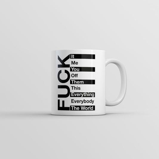 F*ck List Mug Funny Sarcastic Graphic Novelty Coffee Cup-11oz Funny Coffee Mugs Ceramic Printed Drinkware Cup
