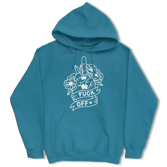 F*ck Off Floral Middle Finger Hoodie  - Pullover Hoodie - Comfortable and Casual