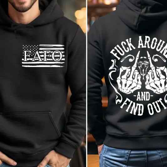 FAFO Flag Middle Finger Unisex sized Sweatshirt or Hoodie Fabric Menswear Pullover