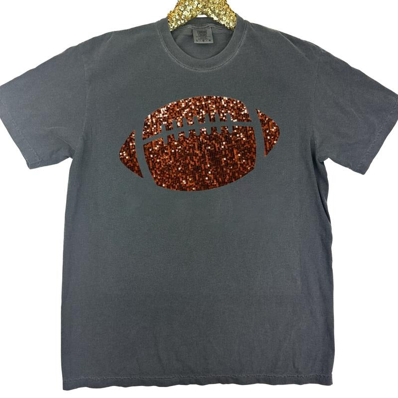 FAUX Glitter Football Comfort Colors T-Shirt