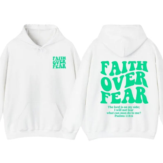 Faith Over Fear Christian Hoodie Cross Outfit, Faith Clothing, Jesus Lover Tee, Christian Church Tee Gifts Comfort Cotton