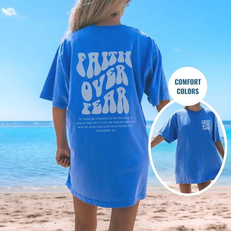 Faith Over Fear Shirt Jesus Is King Tshirt Religious Tee Christian Shirt For Her Christian Shirt Religious Shirt Love Love