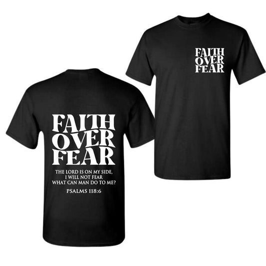 Faith Over Fear Tee Shirt, Christian T-Shirts, Jesus Shirt , Full Color, Full Size exchange Classic Cotton