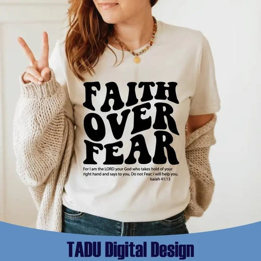 Faith Over Fear Wavy Stacked Retro Christian Bible Verse Faith Faith Over Fear Latarshia Grant