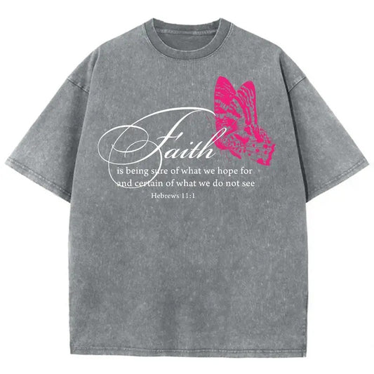 Faith Unisex Washed T-Shirt, Christian Tshirts, Christian Jesus  t shirts, Vintage 90s Graphic Tee Gift Cotton Top, Mineral colorstyle{n002}2
