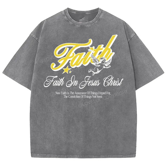 Faith Unisex Washed T-Shirt, Christian t shirts, Christian Jesus  t shirts, Vintage 90s Graphic Tee Gift Cotton Top, Mineral colorstyle{n002}3