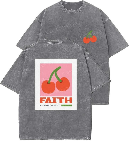 Faith Unisex Washed T-Shirt, Christian t shirts, Vintage 90s Graphic Tee, Gift Top Womenswear Cottonstyle{n002}2