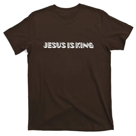 Faithful Men's Minimalist T-Shirt with Embossed Jesus Is King Christian Catholic Design