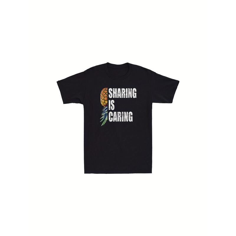 Men's Retro Pineapple Swingman Graphic Tee - 100% Cotton, Casual Crew Neck T-Shirt with Short Sleeves, Non-Transparent, Perfect for Spring/Summer/Fall - Breathable & Soft, Ideal for Casual Attire made in usa