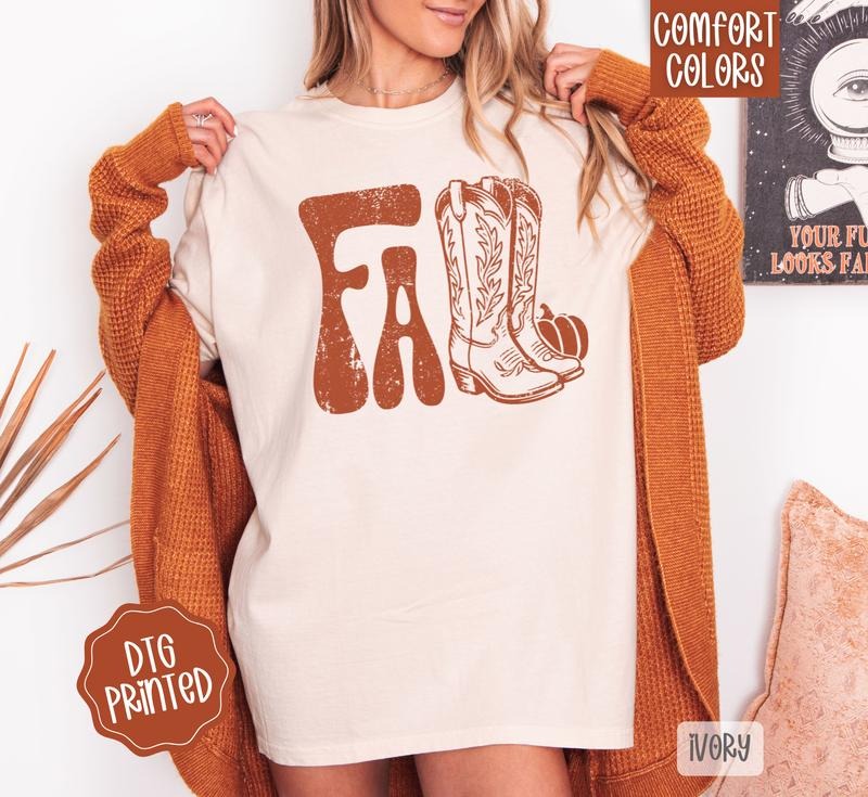 Fall Boots Shirt Comfort Colors, Trendy Autumn Tshirt