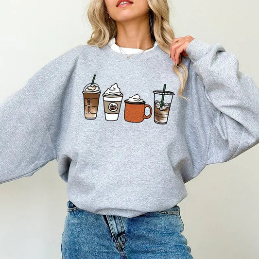 Fall Coffee Sweatshirt, Unisex Fall Pullover, Pumpkin Spice Sweatshirt, Cute Fall Sweater, Womens Fall Fashion Sweater, Coffee Sweatshirt