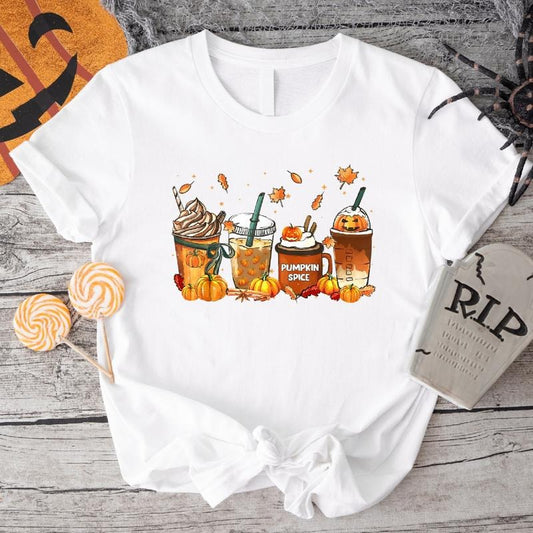 Fall Coffee T-Shirt, Pumpkin Spice Shirt, Coffee Latte Tee, Halloween Party Hoodie, Unisex Coffee Lover Gift, Thanksgiving Sweatshirt