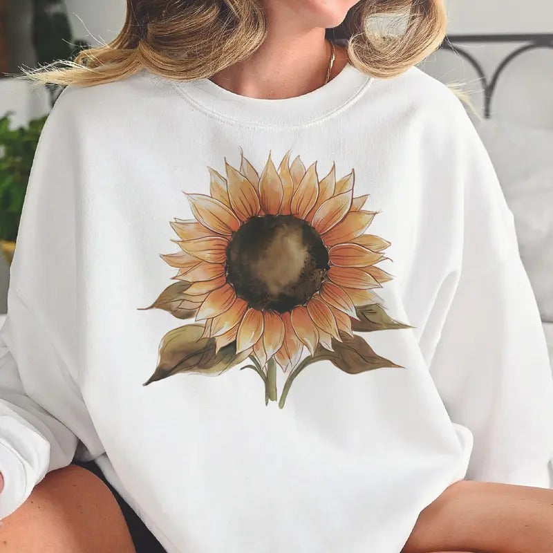 Fall Sunflower Sweatshirt Autumn Sunflower Pullover Fall Floral Sweatshirt Autumn Sunflower Floral Pullover
