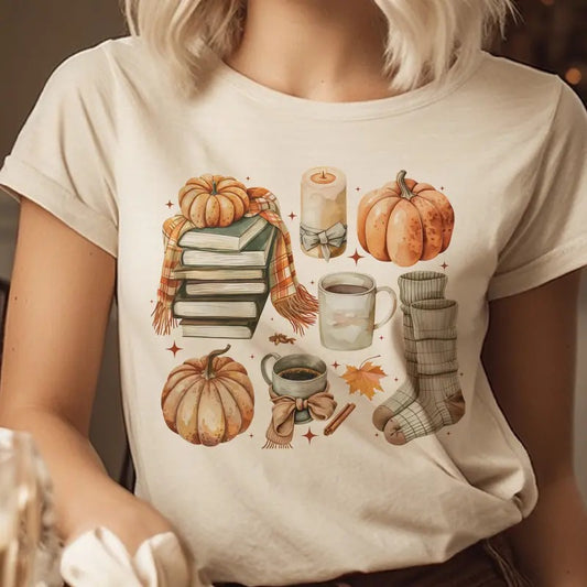 Fall Tee Fall Collage Tshirt Fall Pumpkin Collage T-Shirt Thanksgiving Pumpkin Top Fall Coffee Collage Pumpkin Fall Leaf Tshirt