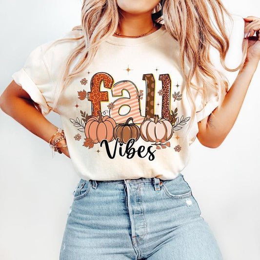 Fall Vibes T-Shirt, Boho Floral Fall T-Shirt, Fall Mama T-Shirt, Autumn Pumpkin T-Shirt, Retro Fall T-Shirt, Fall Doodle Letters, Cozy Season