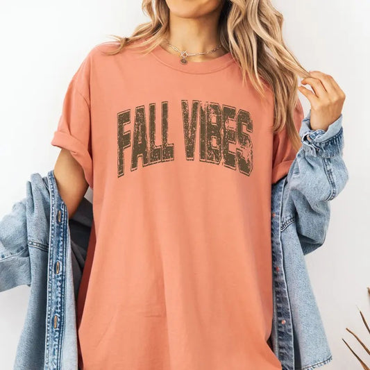 Fall Vibesc Custom colors tee shirt Casual