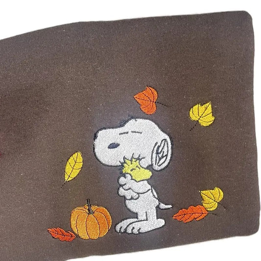 Fall dog embroidered sweatshirt, fall sweatshirts for women, Womenswear Hoodie Sweaters Tops Pullover Crewneck