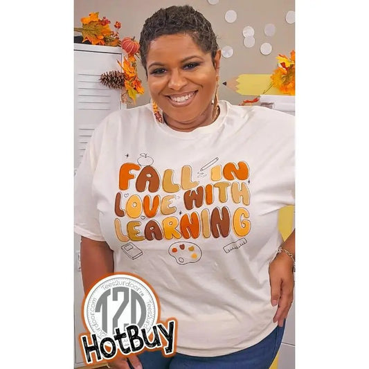 Fall in Love with Learning Tee - Teacher Autumn Vibes #FallInLoveLearning #TeacherTee #SchoolJoy
