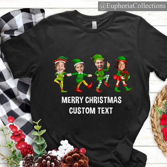 Family Custom Face Christmas Shirt, Funny Christmas Elf Custom Photo Shirts, Christmas Family Party Sweatshirt, Personalized Gift , Global Trending Outfits