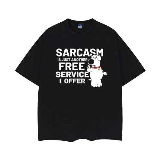 Family Guy "Free Satire" Vintage Oversized Tee Anime T-shirt 100% Cotton Original Design DTG Printing Top Casual Black Man Menswear Tshirt