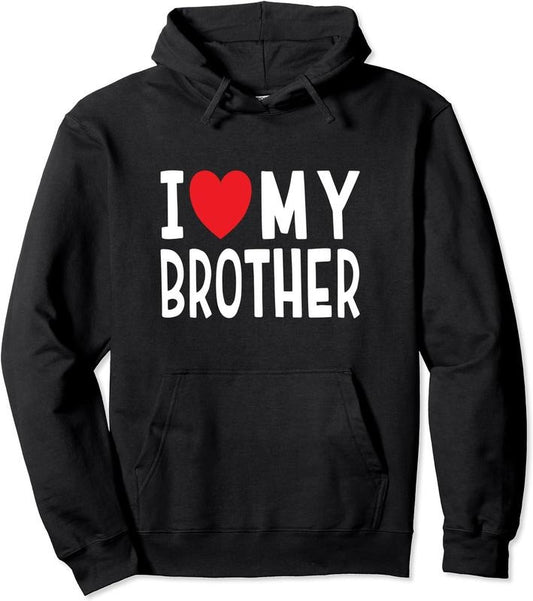 Family Sibling I Love My Brother Heart Hoodie | Unisex Hooded Sweatshirt