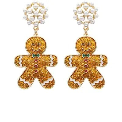 Fancy Gingerbread Glitter Earrings