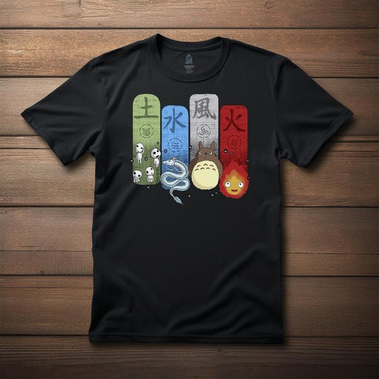 Fantasy Forest Elements T-shirt, Japan Anime Movie Fan Shirt, Anime T-shirt