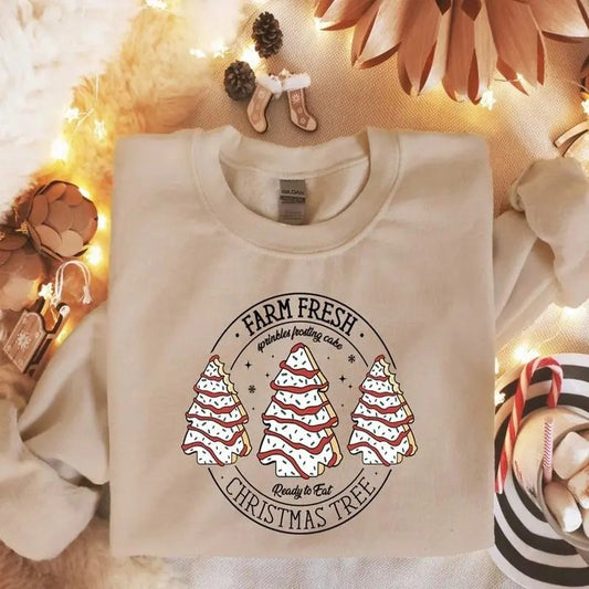 Farm Fresh Christmas Tree Cakes Shirt - Sweatshirt - Hoodie, Christmas Cake Sweatshirt, Christmas Tree Farm Shirt, Funny Christmas, Holiday Sweatshirt