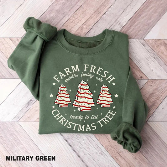 Farm Fresh Christmas Tree Cakes Sweatshirt, Christmas Cake Shirt, Christmas Tree Farm Shirt, Funny Christmas Sweatshirt Hoodie Womenswear