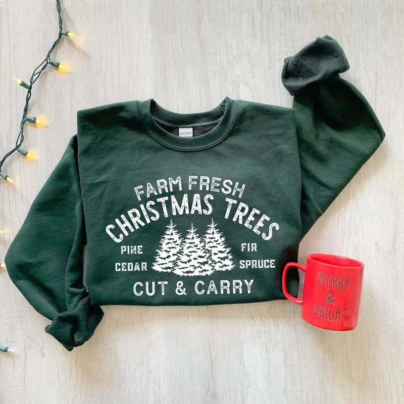 Farm Fresh Christmas Trees Shirt, Pine Spruce Fir, Christmas Gift Ideas, Holiday Shirt, Christmas Sweatshirt, Unisex Adult Tee, Winter Tee Classic Cotton