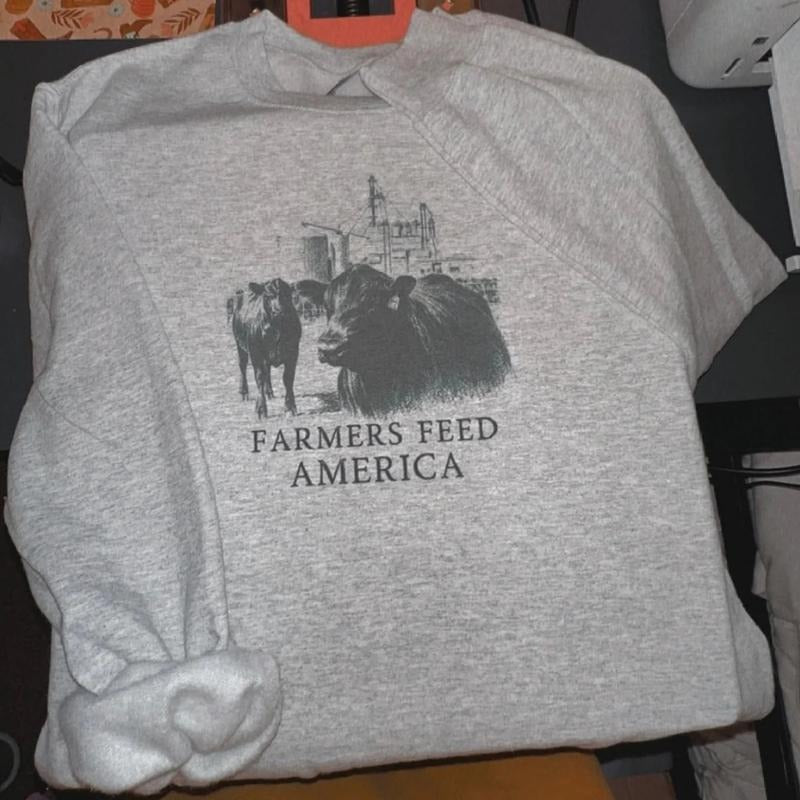 Farmers feed America Sweatshirt, Crewneck Graphic SweatShirt, cowgirl outfits, western outfit women, western tops, western tops, rodeo outfits women, shirt sweatshirt hoodie