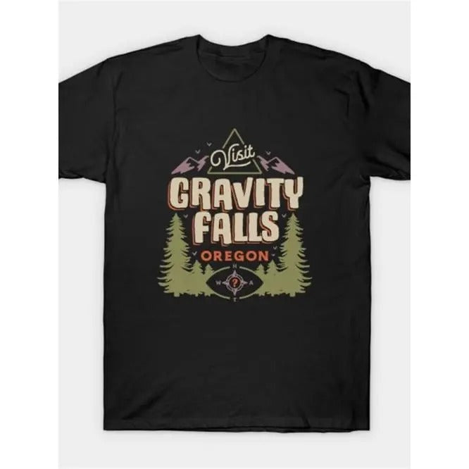 [Fast Arrival] Retro Gravity Falls T-Shirt for Men - Short Sleeve Casual Graphic Tee - High-Quality Cotton Fabric - Classic Cartoon Design - Comfortable Fit Made in USA