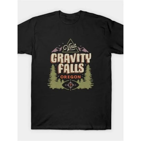 [Fast Arrival] Retro Gravity Falls T-Shirt for Men - Short Sleeve Casual Graphic Tee - High-Quality Cotton Fabric - Classic Cartoon Design - Comfortable Fit Made in USA