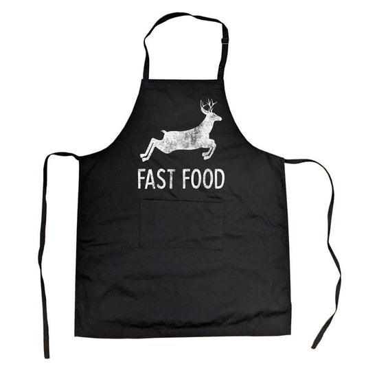 Fast Food Cookout Apron Funny Deer Hunting Buck Grilling Graphic Gift for Hunter Funny Aprons Funny Hunting Cover Novelty Cooking Aprons for Men Black