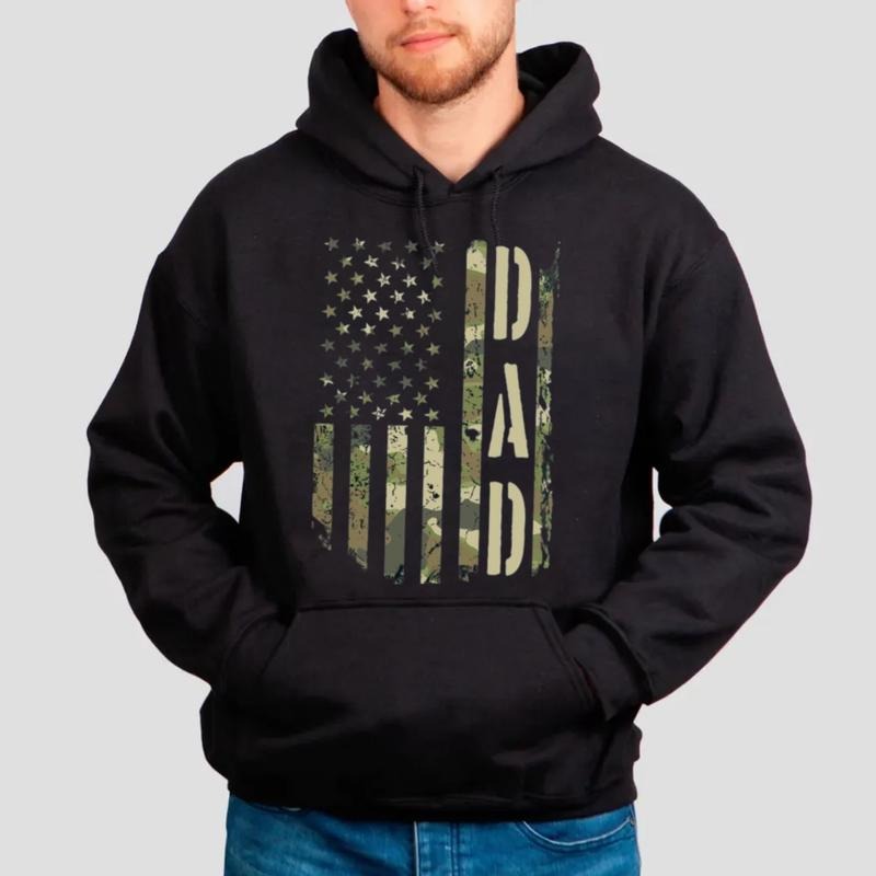 Father's Day American Flag Camouflage Dad Sweatshirt, Dad Shirt, Fathers Day Gift From Daughter Hoodie, Unisex Crewneck Pullover Tee, Casual Clothing