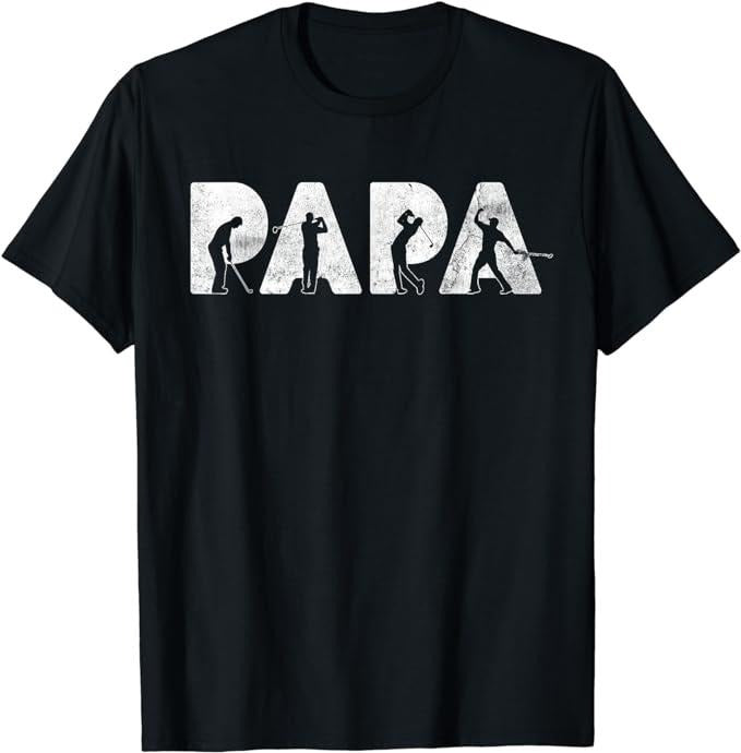 Father's Day T-Shirt, Gifts For Dad, Funny Dad Papa Golf T-Shirt Menswear Top Underwear